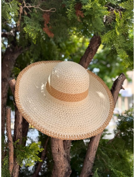 14749 GENİŞ HASIR ŞAPKA-BEJ